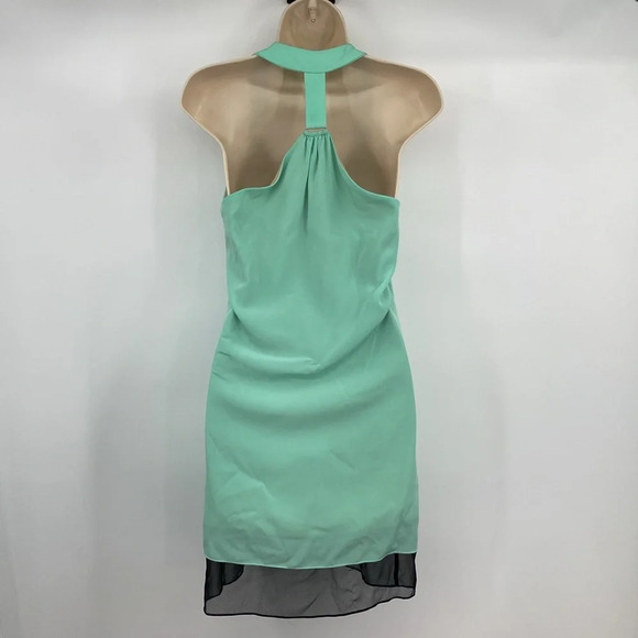 Hunter Dixon Mini Slip Dress Womens Size X-Small Green Black Halter‎ Sleeveless - Picture 4 of 9